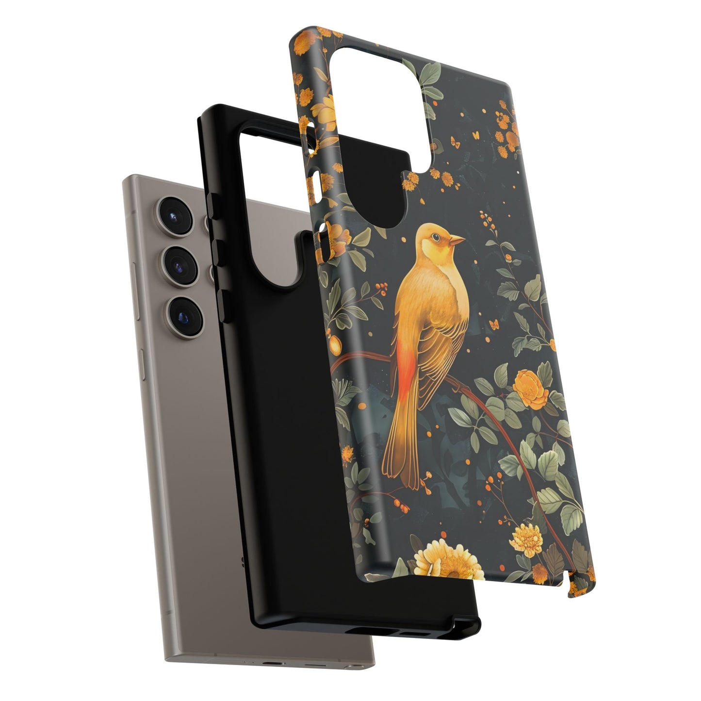 Floral Phone Case, Tough Cases with Bird Design, Nature Lover Gift, Stylish Protection, Birthday Present, Floral Phone Cover