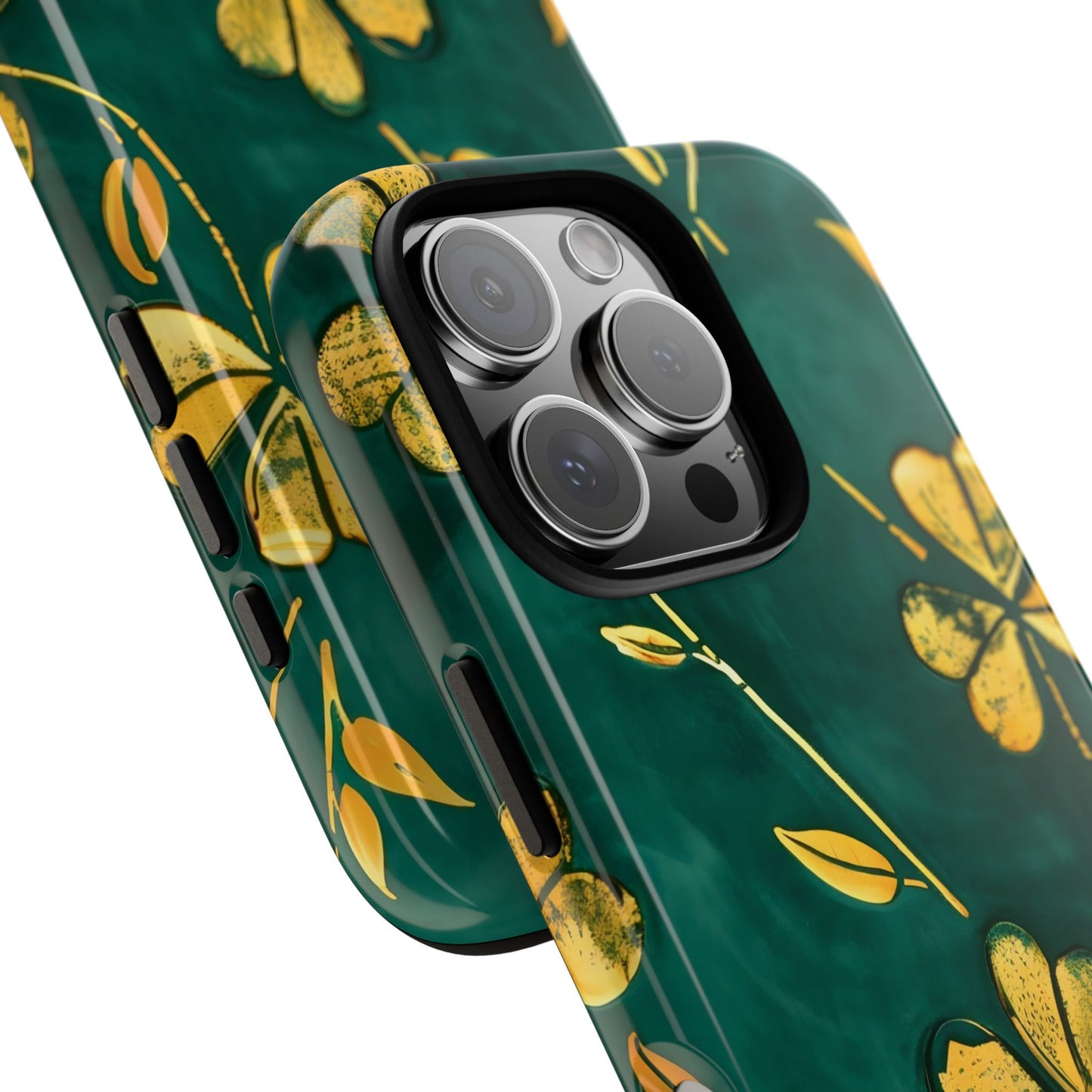 Floral Phone Case with Gold Accents, Tough Phone Cover, Stylish Phone Protector, Unique Gift for Her, Nature Lover Accessory