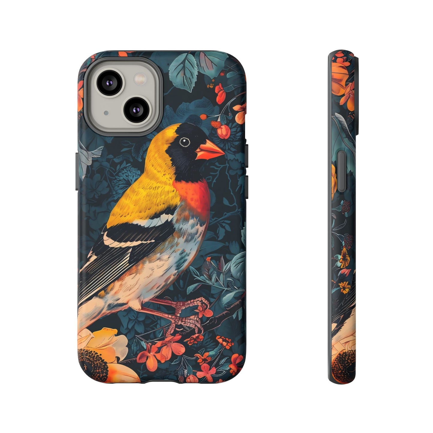 Colorful Bird Phone Case, Floral Phone Cover, Tough Phone Protector, Nature Lover Gift, Botanical Case, Unique Mobile Accessory
