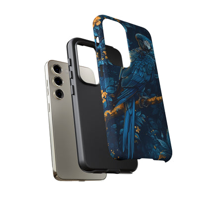 Tough Cases - Vibrant Blue Parrot Phone Case, Tropical Bird Phone Cover, Nature Lover Gift, Eco-Friendly Accessories, Unique Wildlife Decor
