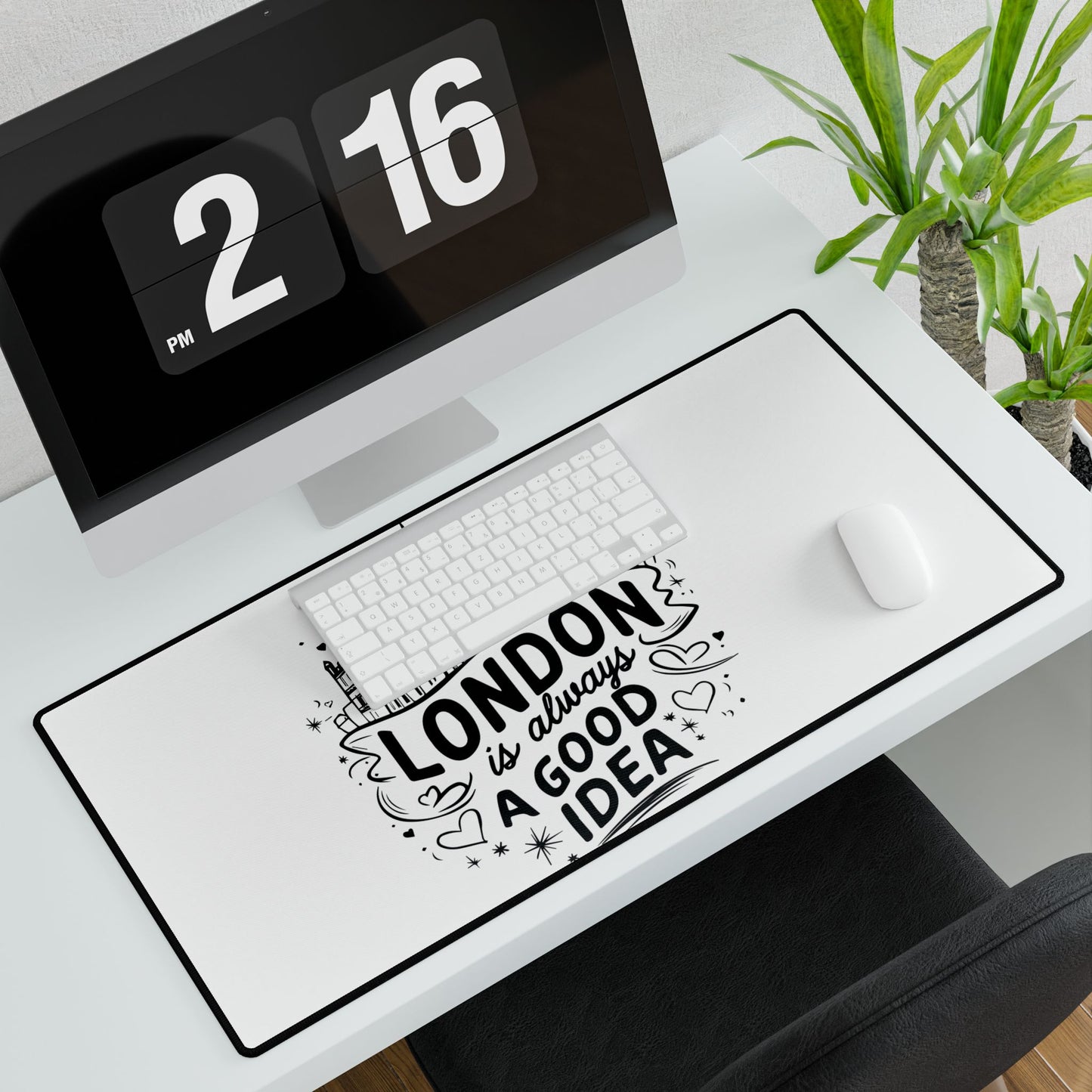 Chic London Desk Mat, Office Decor, Inspirational Desk Accessories, Gift for Travelers, Cute Workspace Essentials