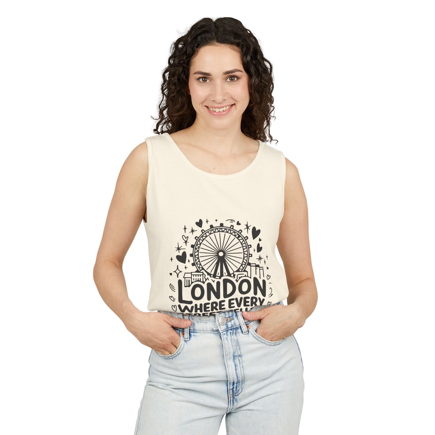 Unisex Garment-Dyed Tank Top - London where every street tells story