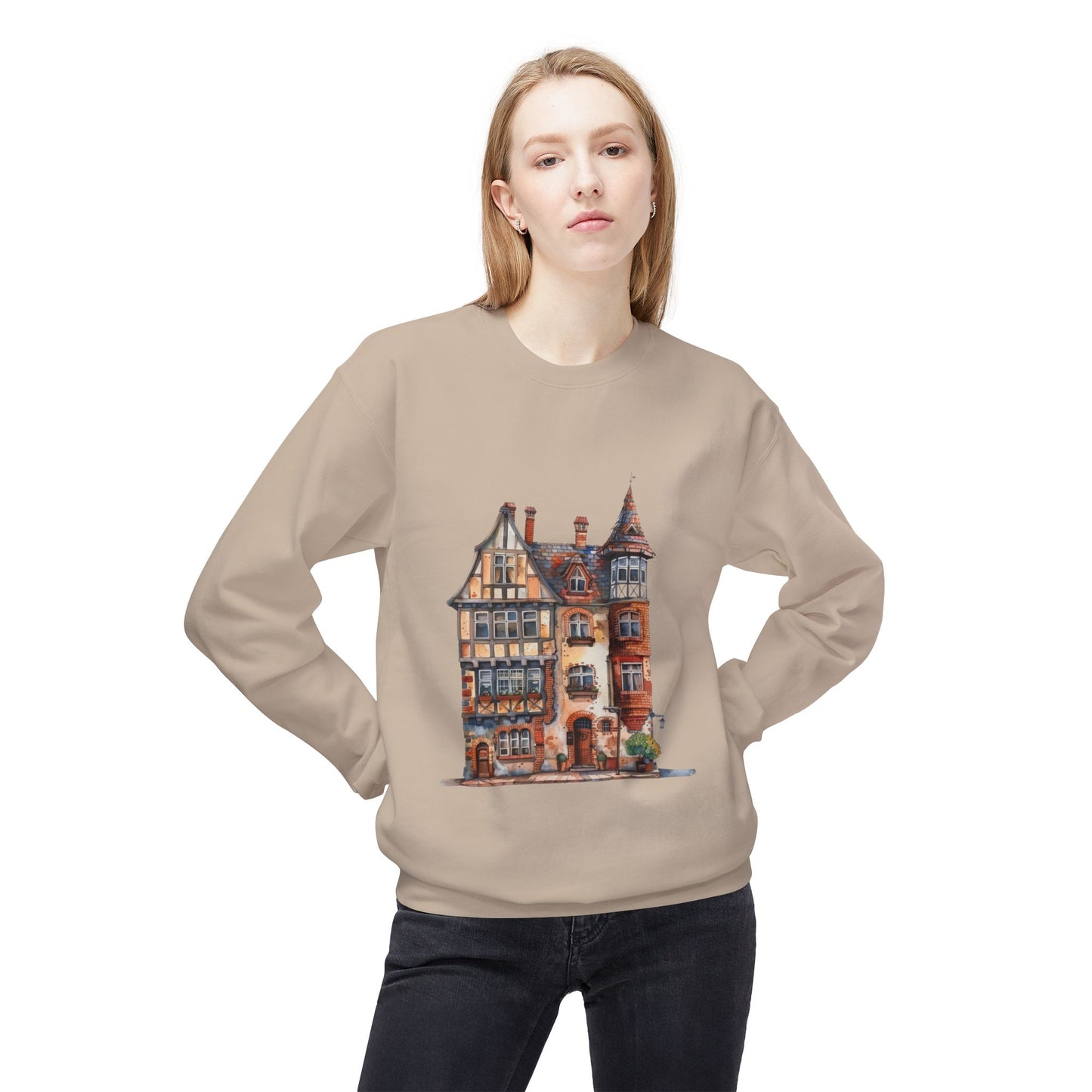 Unisex Midweight Softstyle Fleece Crewneck Sweatshirt - Life in a British Village House