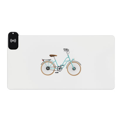 Vintage Bicycle - LED Gaming Mouse Pad with Wireless Charging, Perfect for Gamers, Desk Accessories, Tech Gifts, Home Office Essentials, Gaming Setup