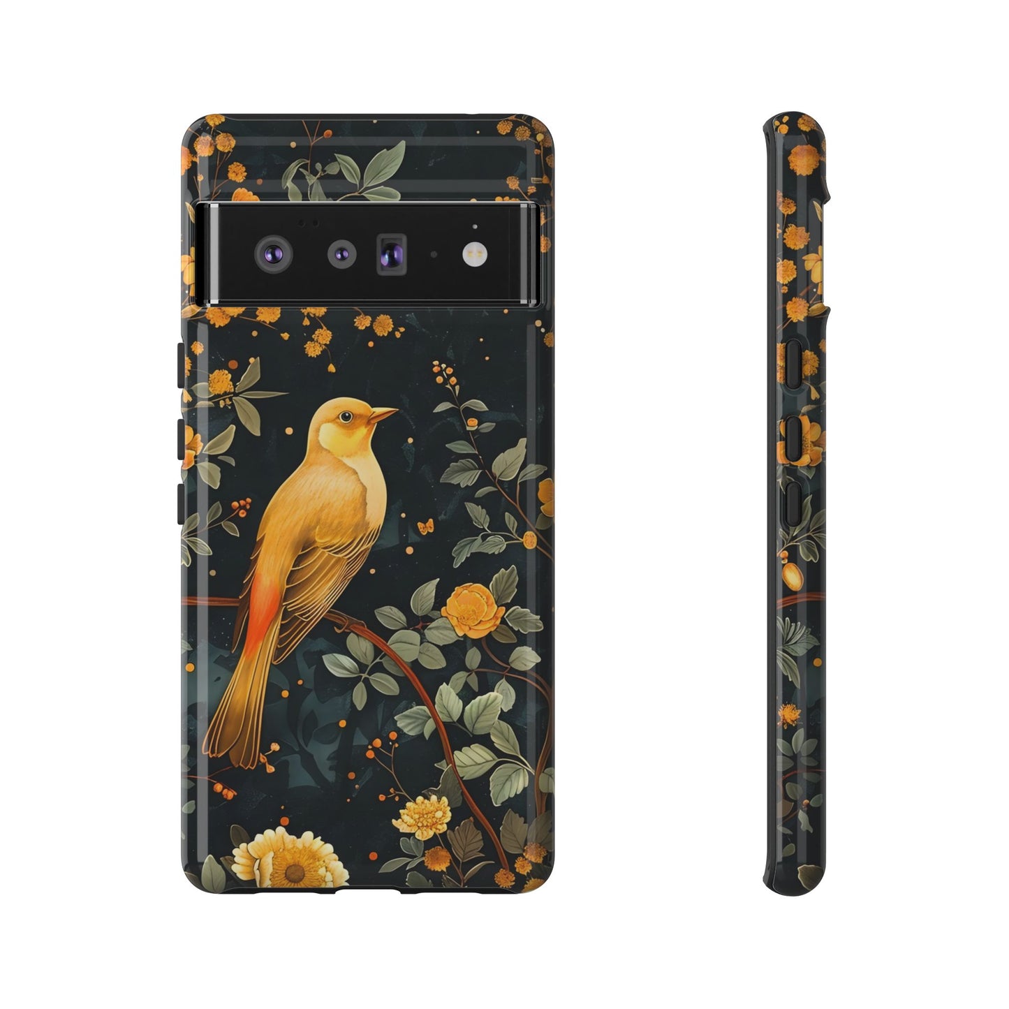 Floral Phone Case, Tough Cases with Bird Design, Nature Lover Gift, Stylish Protection, Birthday Present, Floral Phone Cover