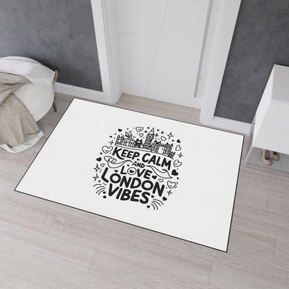 London-Themed Heavy Duty Floor Mat - Keep Calm and Love London Vibes Decor, Home Entrance Mat, Gift for Travelers, Unique Kitchen Rug