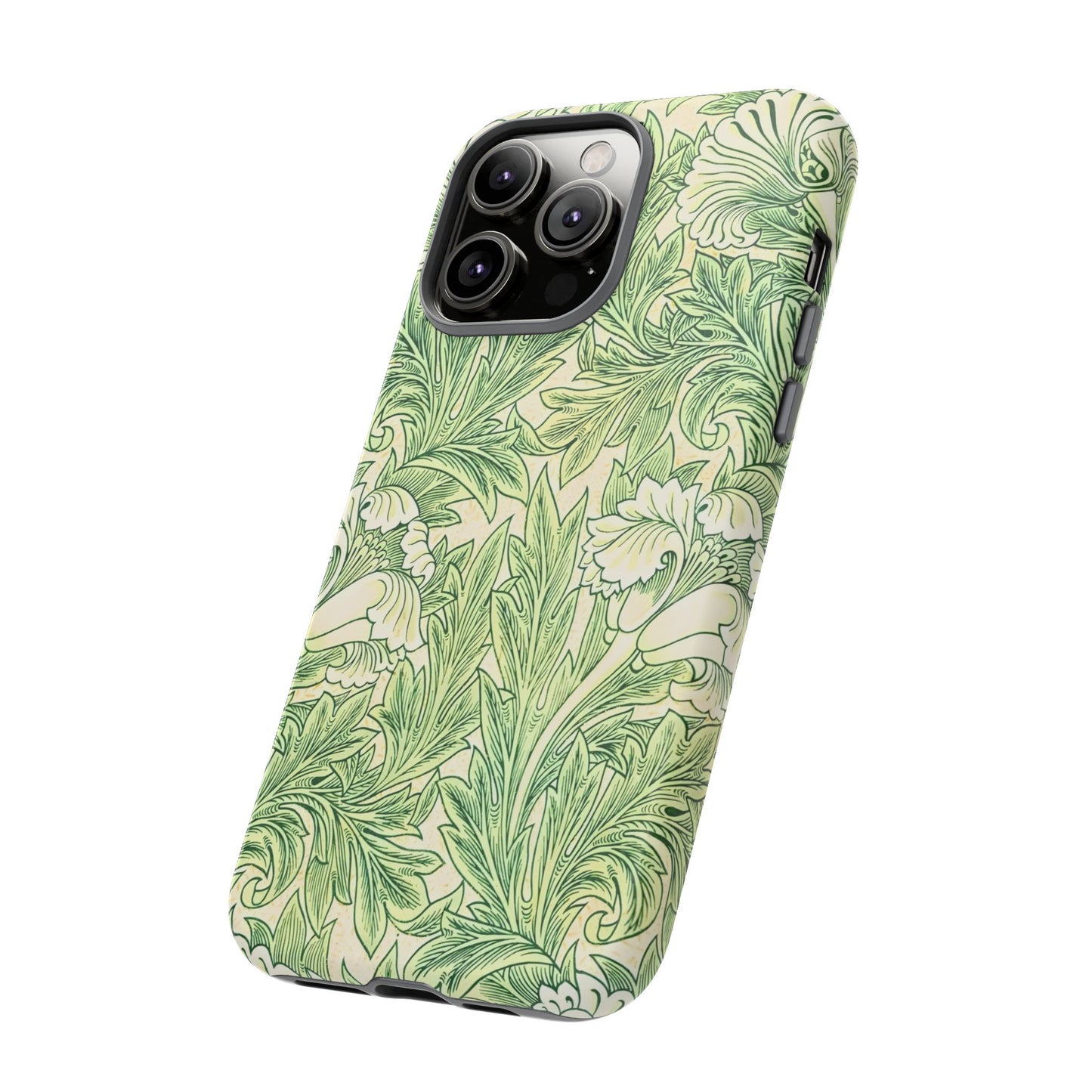Green Floral Phone Case, Botanical iPhone Cover, Tough Phone Shell, Nature-inspired Gift, Eco-friendly Tech Accessory