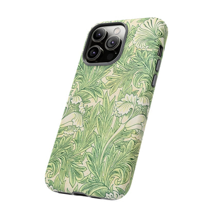 Green Floral Phone Case, Botanical iPhone Cover, Tough Phone Shell, Nature-inspired Gift, Eco-friendly Tech Accessory
