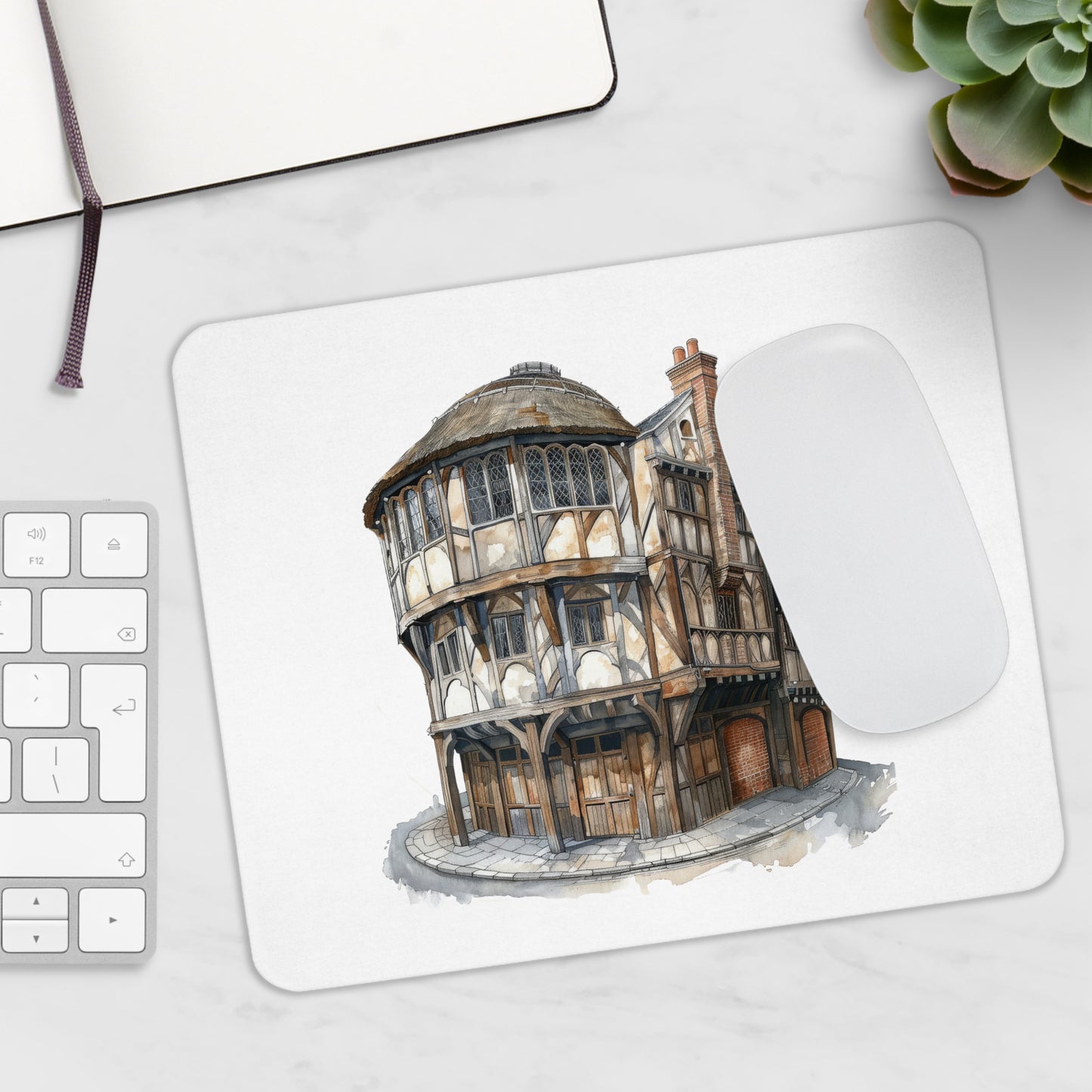 Charming Tudor House Mouse Pad | Functional Office Decor, Gift for Home Office, Gamer, Workstation Accessory, Unique Desk Gift