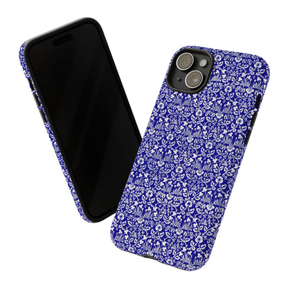 Elegant Floral Phone Case - Tough Cases, Blue Floral Design, Stylish Phone Accessory, Unique Gift, Modern Tech Protection