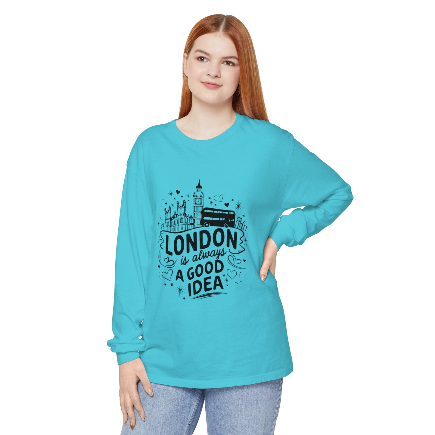 Unisex Garment-dyed Long Sleeve T-Shirt - London is always a good idea