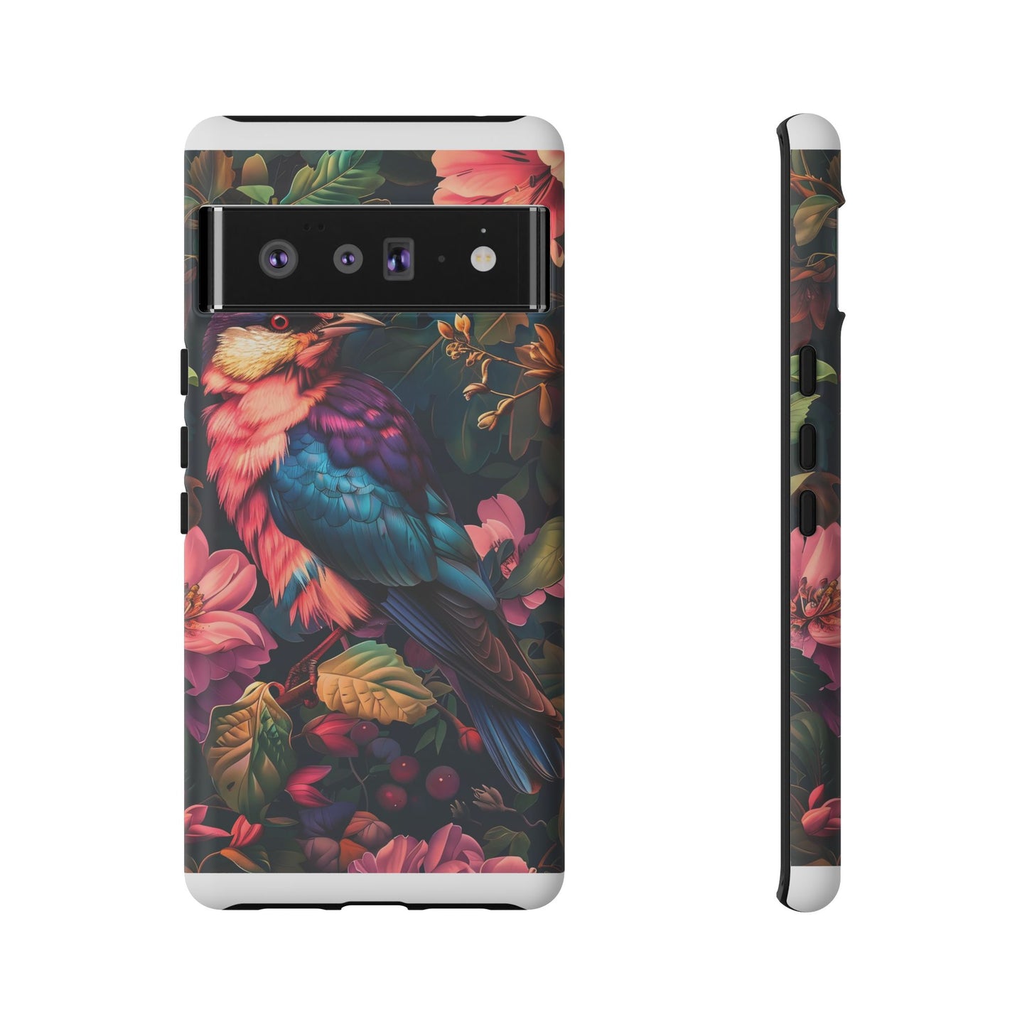 Tough Cases: Vibrant Tropical Bird Phone Case, Floral Smartphone Cover, Nature Lover Gift, Boho Phone Accessory, Cute Bird Case