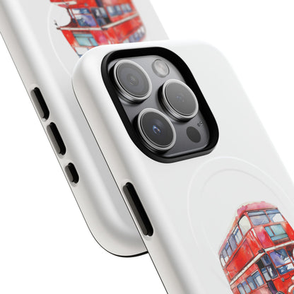 Vintage Double-Decker Bus Phone Case, Tough Magnetic Cases, Unique Mobile Cover, Gifts for Travelers, London-Themed Accessories