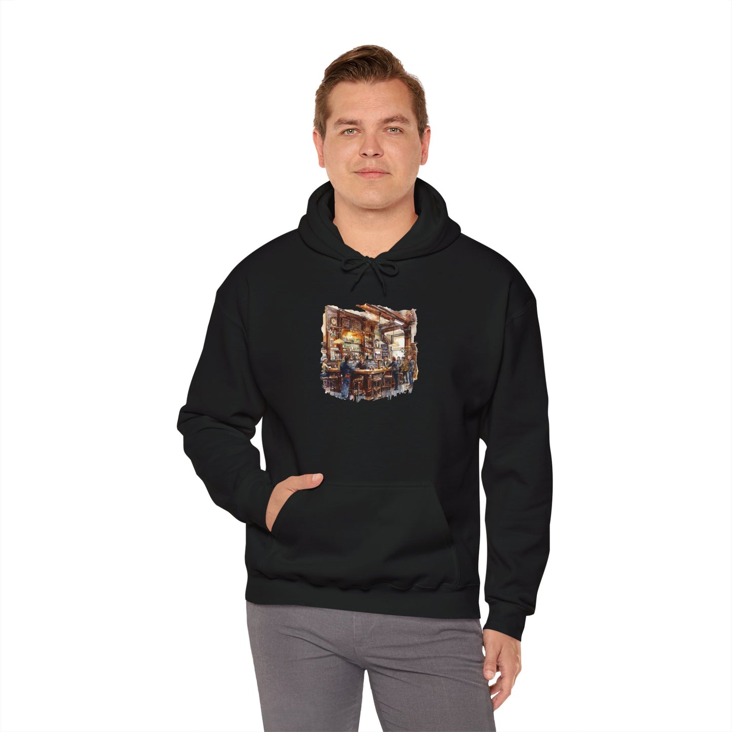 Unisex Heavy Blend™ Hooded Sweatshirt - Vintage British Pub - A Taste of the Past