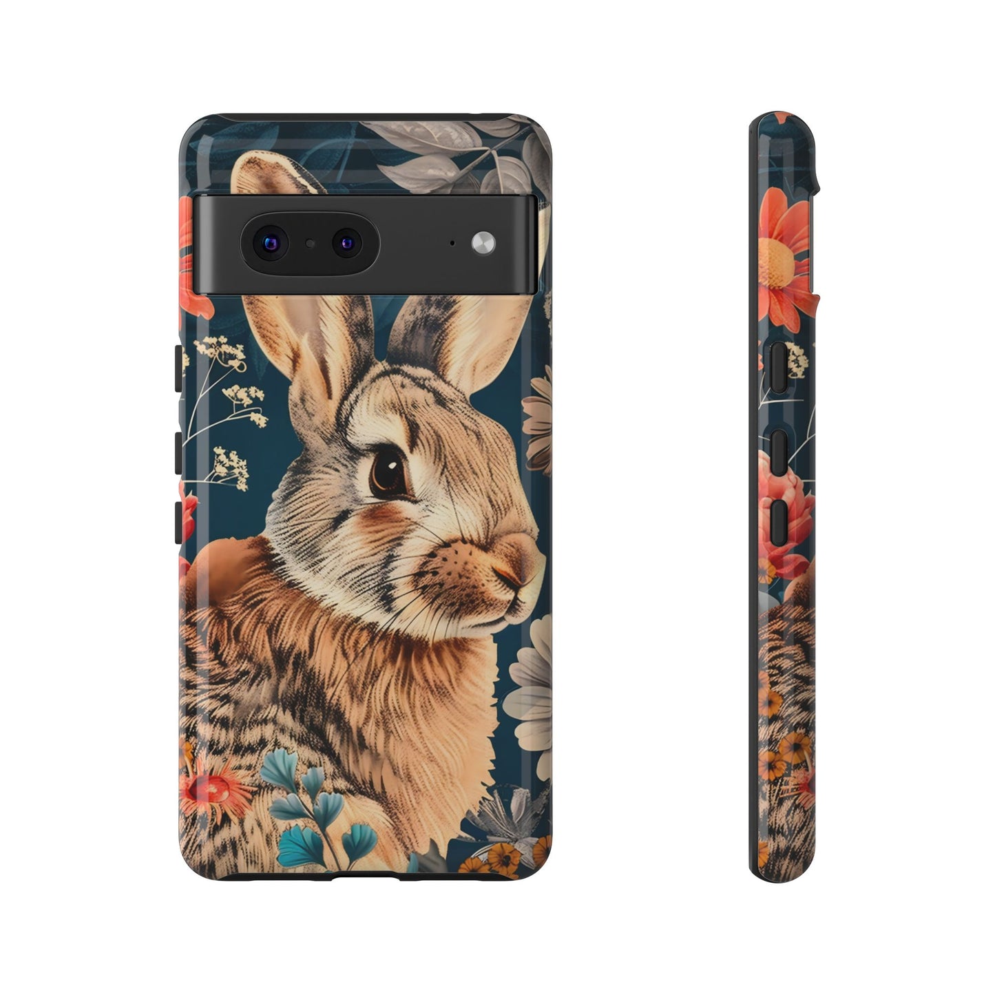 Floral Rabbit Phone Case, Cute Phone Cover, Tough Cases for Animal Lovers, Unique Gift for Birthdays, Nature-Themed Accessories
