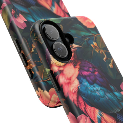 Vibrant Phone Case, Tropical Bird Design, Tough Phone Cover, Floral Tech Accessory, Gift for Nature Lovers