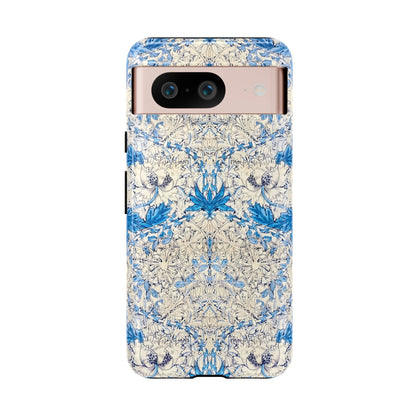 Elegant Floral Phone Case, Tough iPhone Cover, Stylish Mobile Protector, Blue Patterned Case, Unique Gift for Her