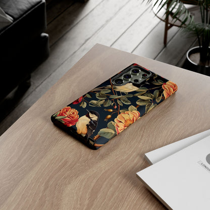 Floral Phone Case with Birds, Botanical iPhone Cover, Bird Lover Gift, Nature-Inspired Accessories, Eco-Friendly Mobile Case