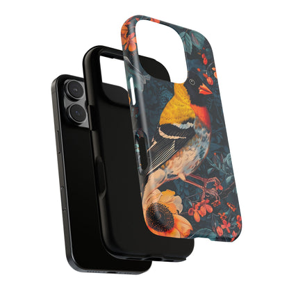 Colorful Bird Phone Case, Floral Phone Cover, Tough Phone Protector, Nature Lover Gift, Botanical Case, Unique Mobile Accessory