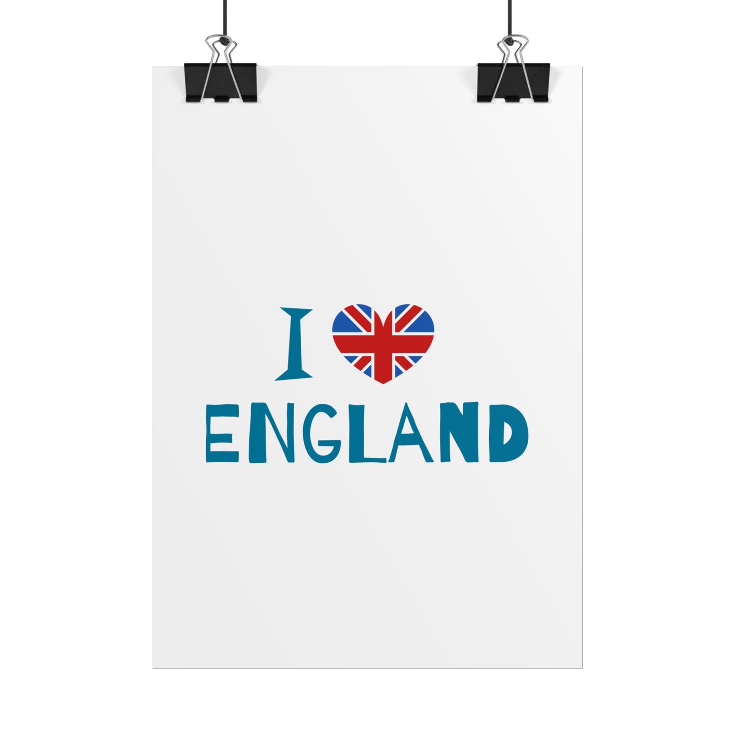 I Love England Rolled Poster - UK Travel Decor, Gift for Britains, Wall Art for Home, London Souvenir, Love England