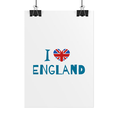 I Love England Rolled Poster - UK Travel Decor, Gift for Britains, Wall Art for Home, London Souvenir, Love England