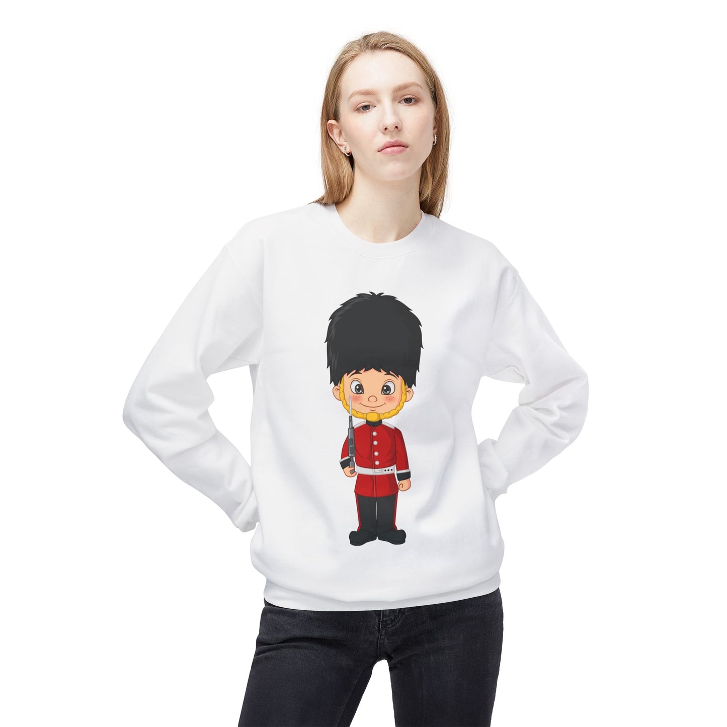 Unisex Midweight Softstyle Fleece Crewneck Sweatshirt - Echoes of Valor - Red Jacket at Bodmin Keep