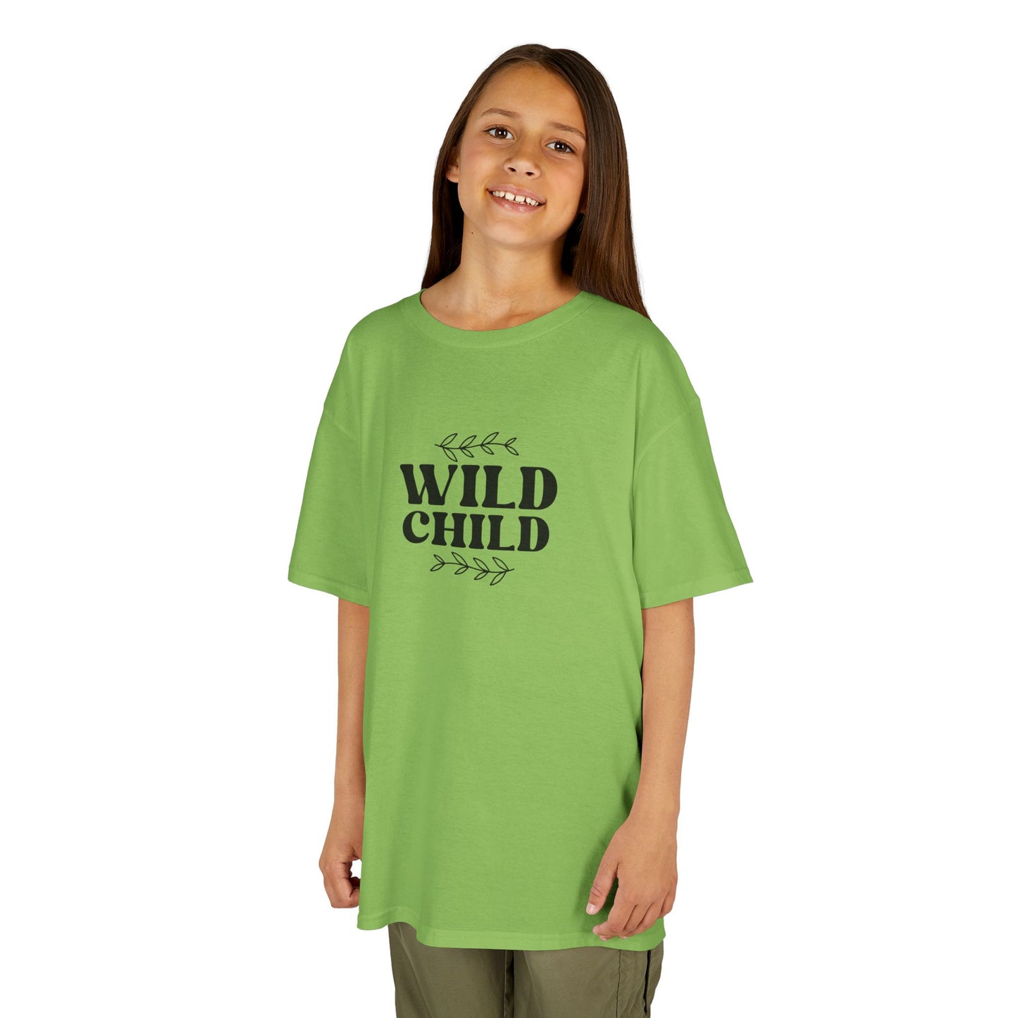 Kids Heavy Cotton Tee - Wild Child Boho Retro Typography Design - Comfortable & Playful T-Shirt for Adventurous Kids