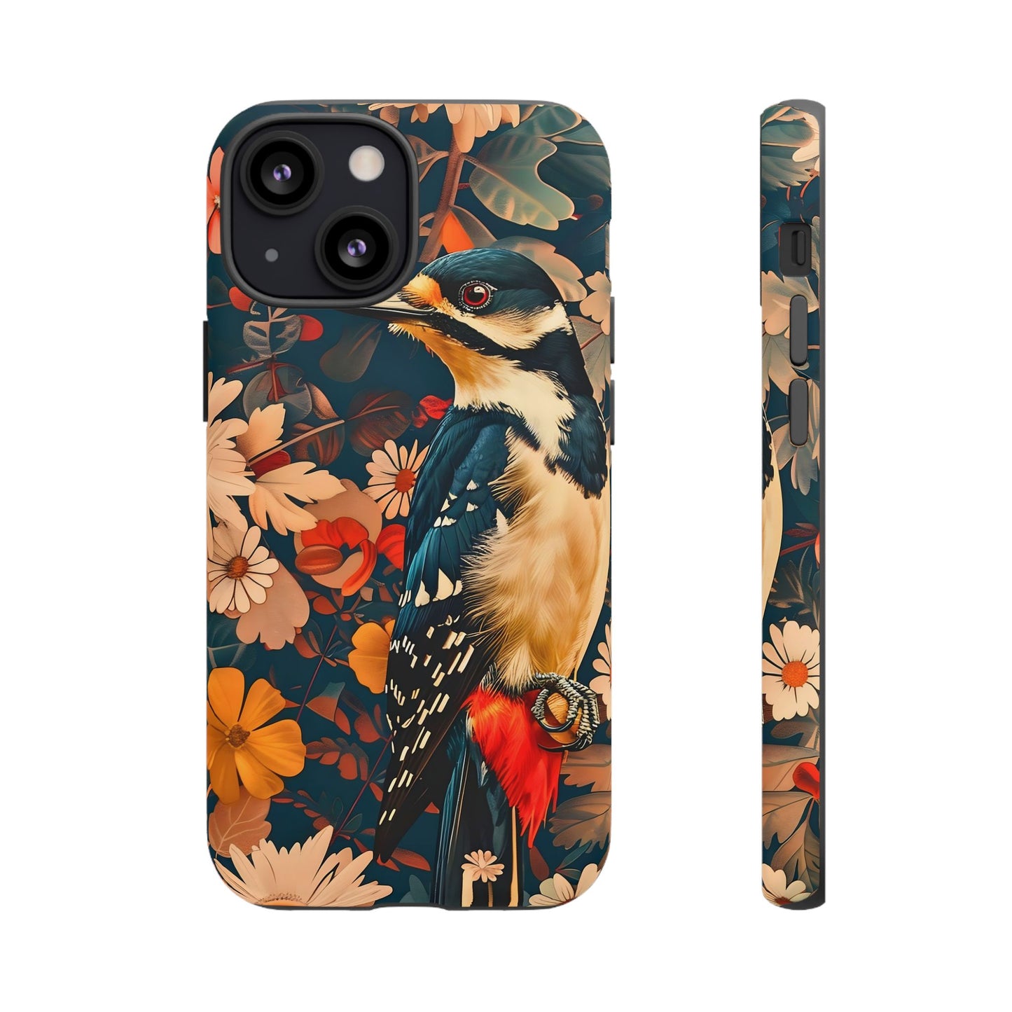 Artistic Bird Phone Case, Unique Tough Cases for Nature Lovers, Floral Design, Cute Gift, Customized Phone Accessories