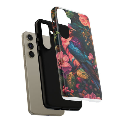 Tough Cases: Vibrant Tropical Bird Phone Case, Floral Smartphone Cover, Nature Lover Gift, Boho Phone Accessory, Cute Bird Case