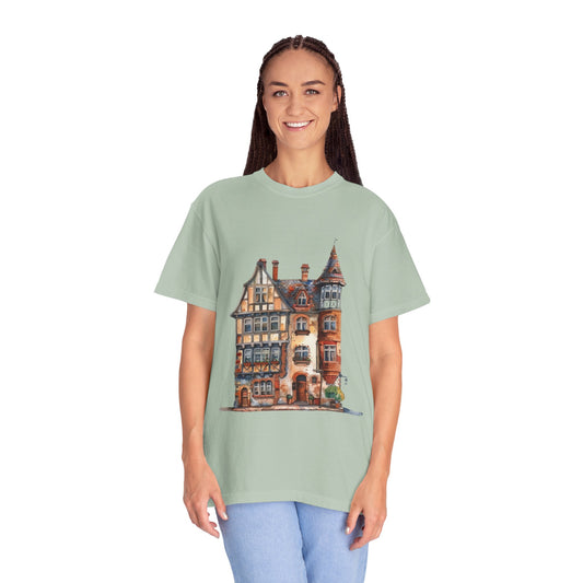 Unisex Garment-Dyed T-shirt - The Quintessential British Village House