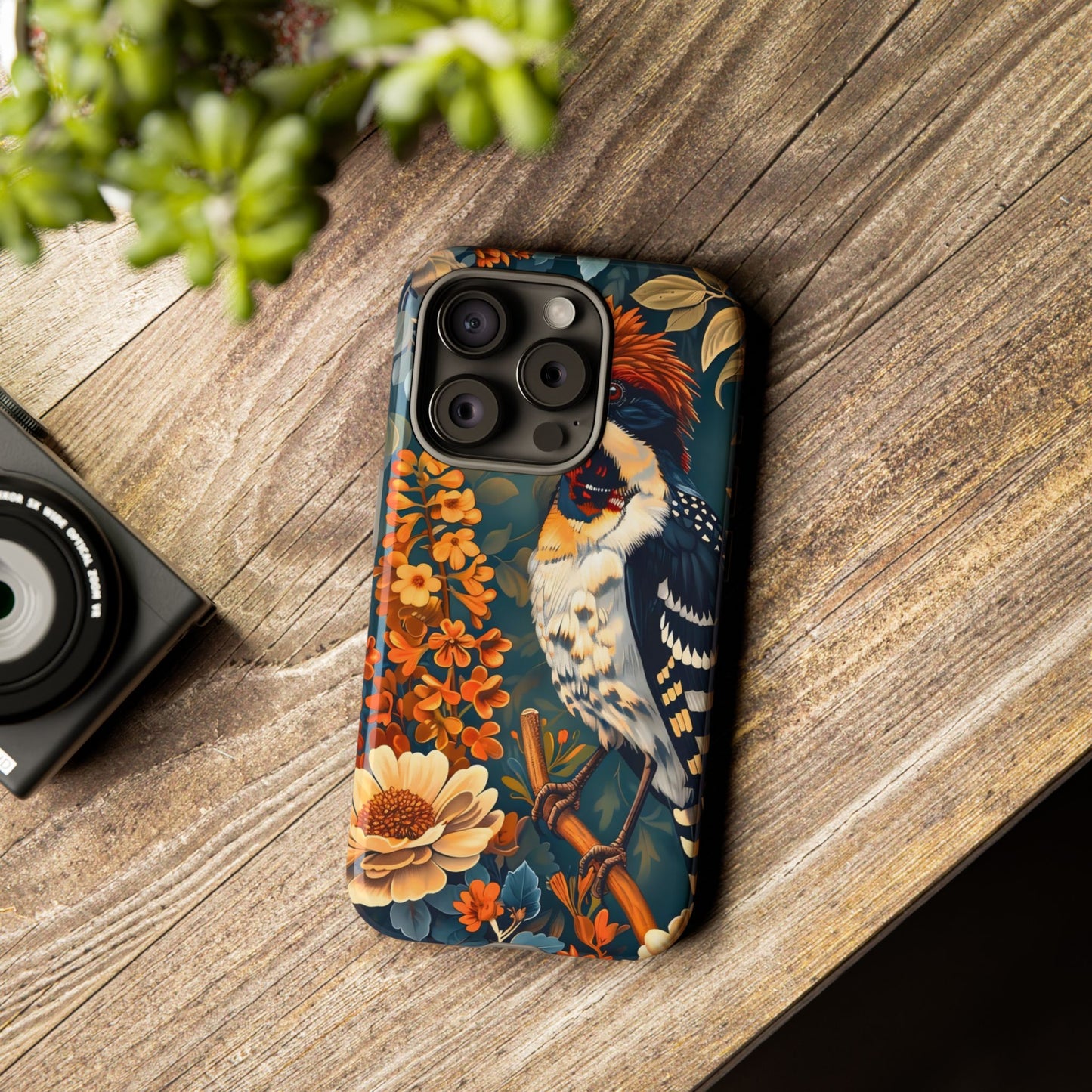 Tough Cases: Floral Bird Phone Case, Vintage Style Cover, Nature Lover Gift, Botanical Design, Spring Inspire Fashion