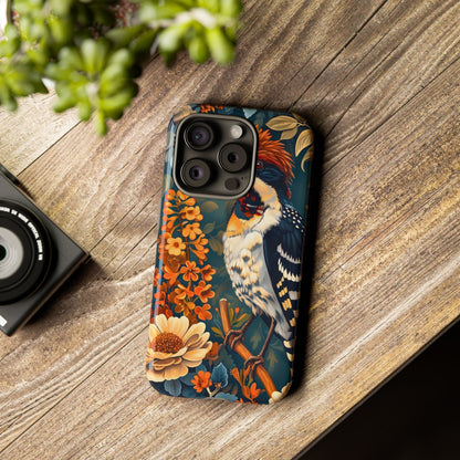 Tough Cases: Floral Bird Phone Case, Vintage Style Cover, Nature Lover Gift, Botanical Design, Spring Inspire Fashion