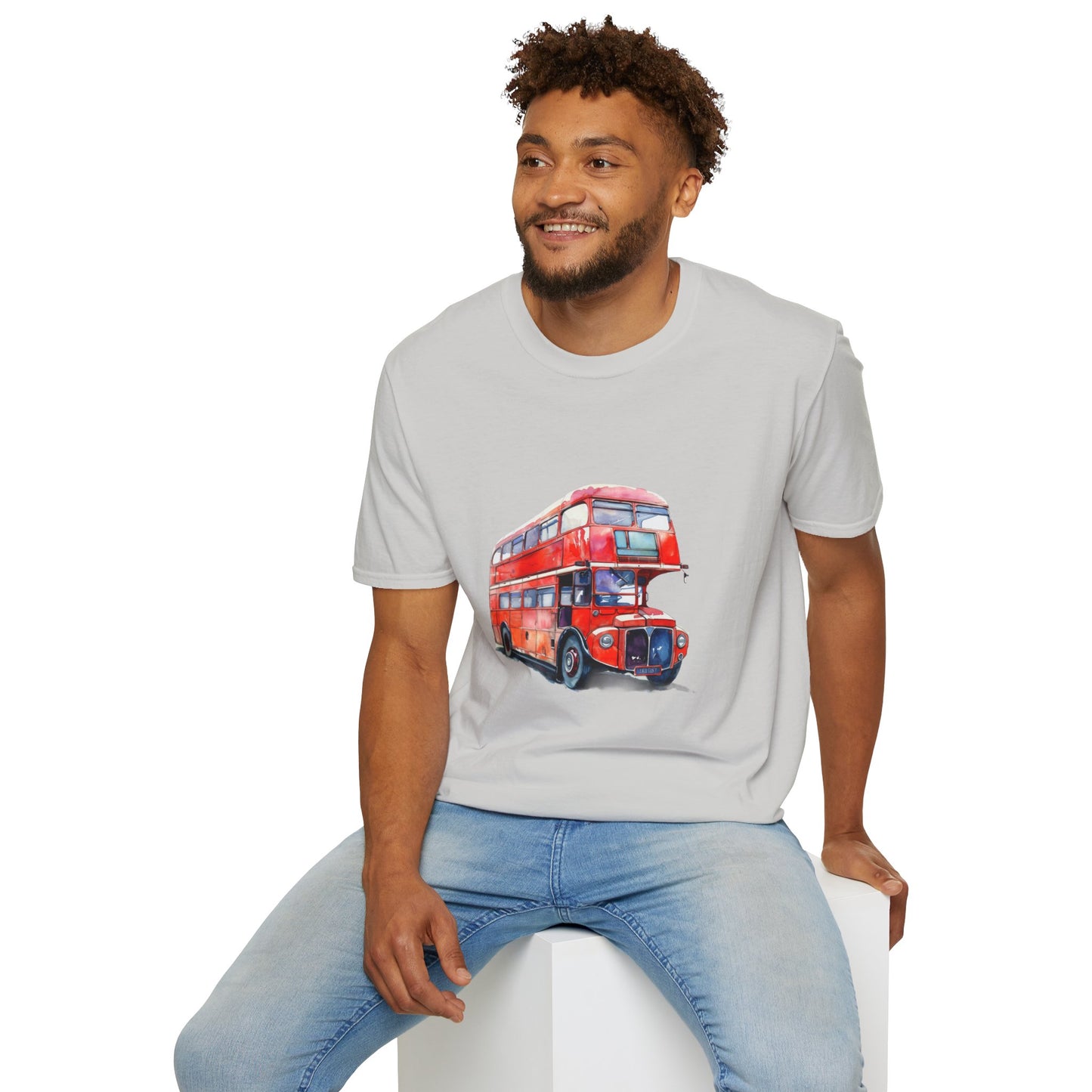 London Transport English Bus - Iconic Red Double-Decker Rich Unisex Softstyle T-Shirt