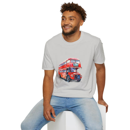 London Transport English Bus - Iconic Red Double-Decker Rich Unisex Softstyle T-Shirt