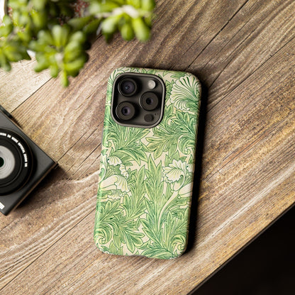 Green Floral Phone Case, Botanical iPhone Cover, Tough Phone Shell, Nature-inspired Gift, Eco-friendly Tech Accessory