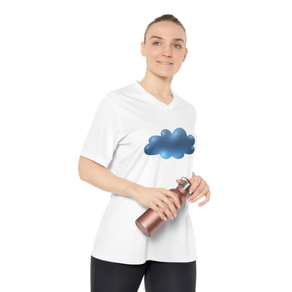 Women's Performance V-Neck T-Shirt - Relaxing Cloud Design for Active Living - Dreamy Cloud Design