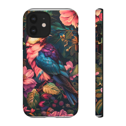 Tough Cases: Vibrant Tropical Bird Phone Case, Floral Smartphone Cover, Nature Lover Gift, Boho Phone Accessory, Cute Bird Case