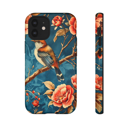Bird & Floral Phone Case, Tough Cases for Nature Lovers, Gift for Her, Customizable Design, Vibrant Tech Accessories