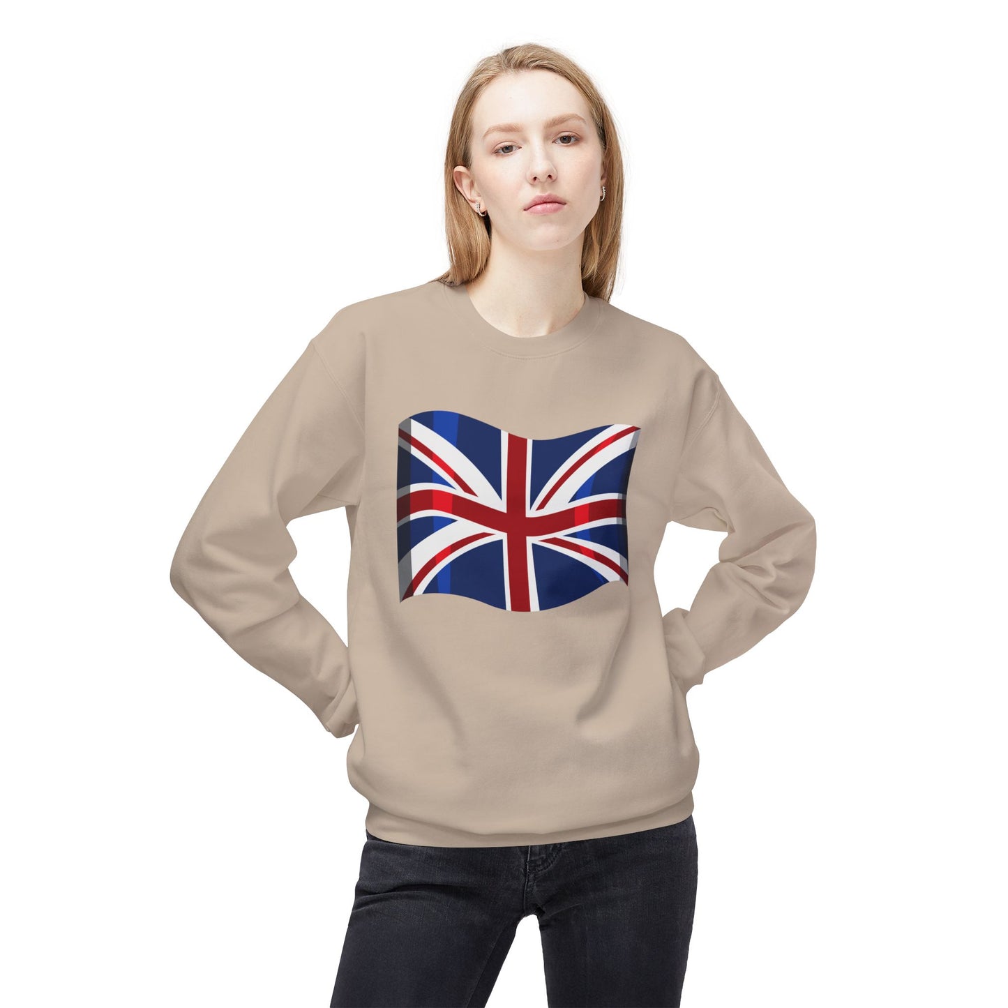 Unisex Midweight Softstyle Fleece Crewneck Sweatshirt - Classic UK Flag