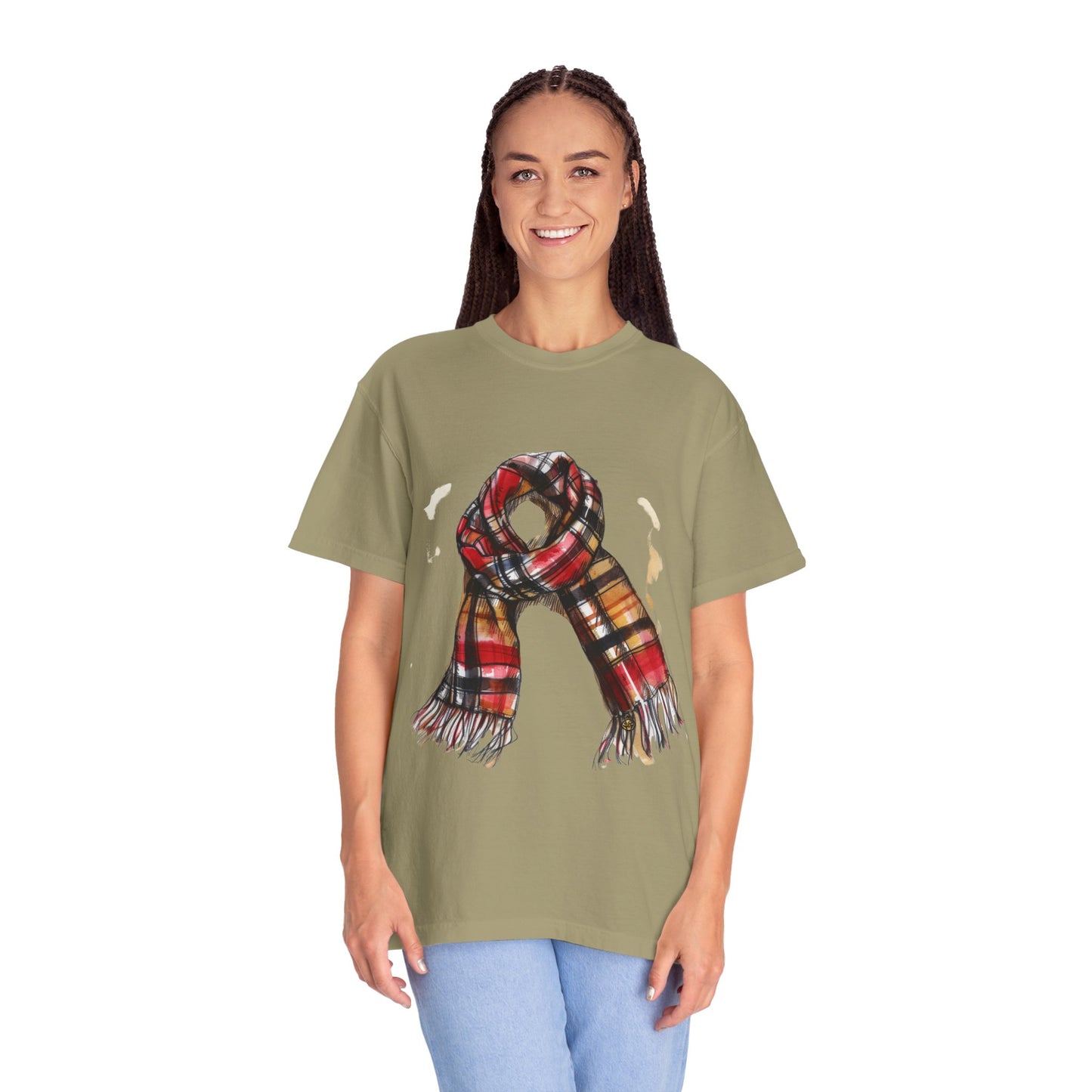 Unisex Garment-Dyed T-shirt - Classic British Plaid Scarf Design