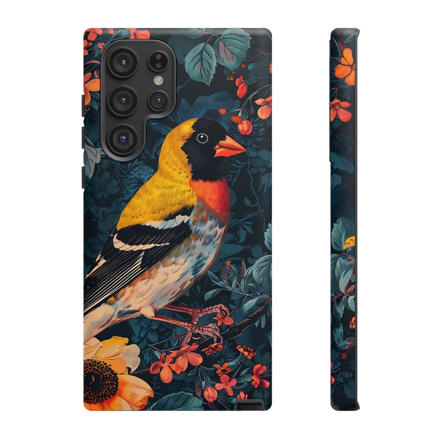 Colorful Bird Phone Case, Floral Phone Cover, Tough Phone Protector, Nature Lover Gift, Botanical Case, Unique Mobile Accessory