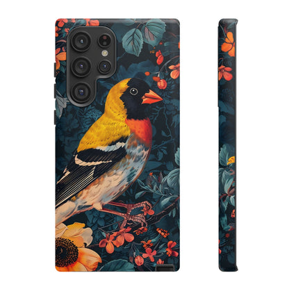 Colorful Bird Phone Case, Floral Phone Cover, Tough Phone Protector, Nature Lover Gift, Botanical Case, Unique Mobile Accessory