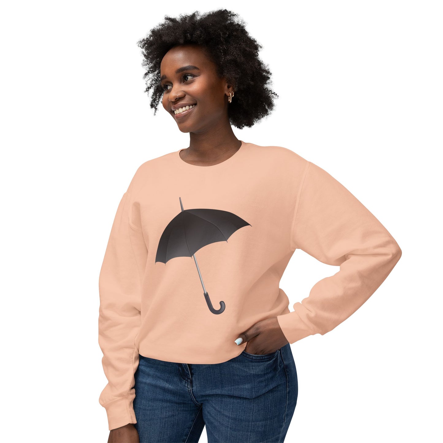 Unisex Lightweight Crewneck Sweatshirt - Regal Royal Umbrella - Elegant and Majestic Design