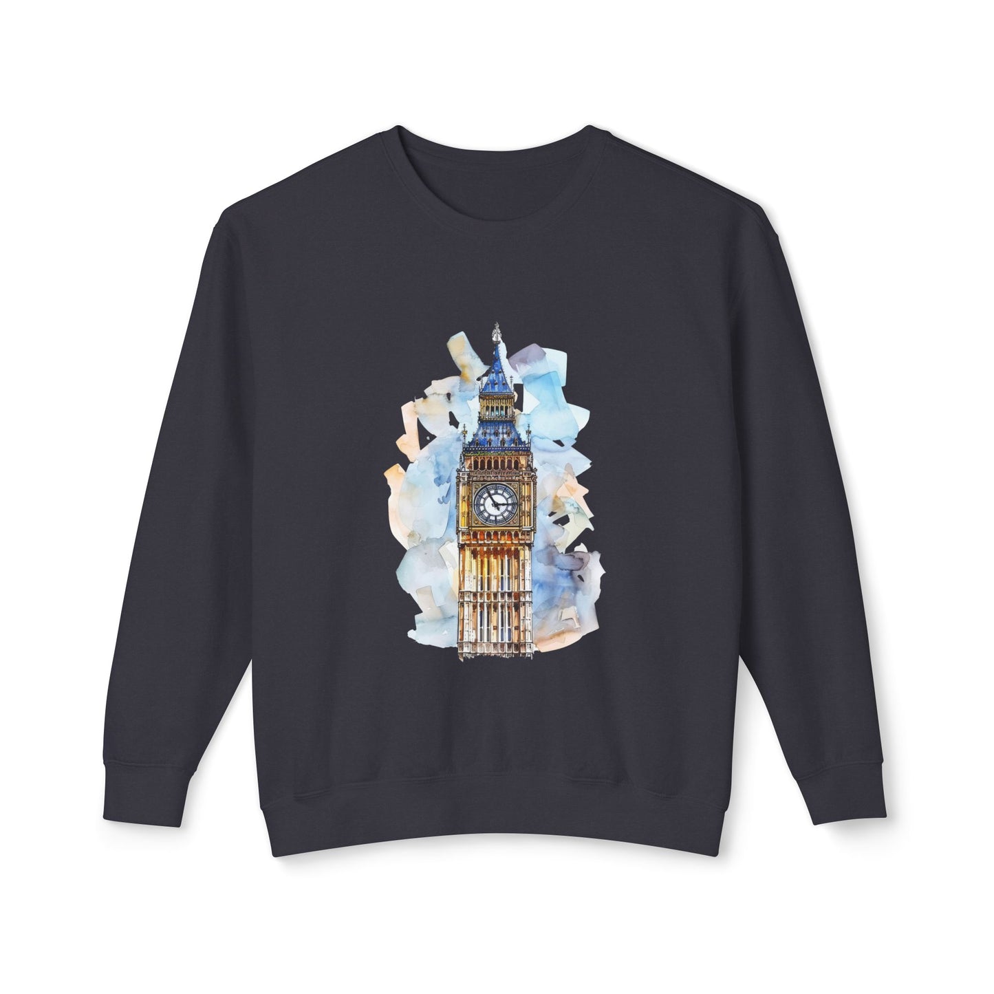 Unisex Lightweight Crewneck Sweatshirt - Iconic Big Ben Clock Tower Design