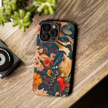 Artistic Bird Phone Case, Unique Tough Cases for Nature Lovers, Floral Design, Cute Gift, Customized Phone Accessories