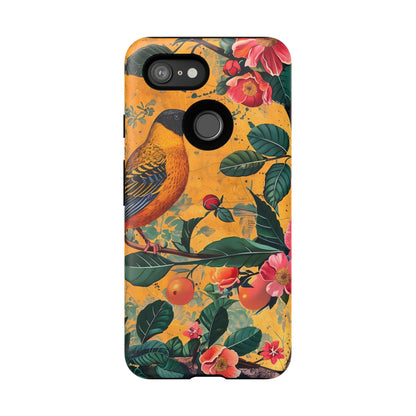 Colorful Floral Phone Case, Tough Cases, Nature-Inspired, Bird Design, Eco-Friendly Gift, Phone Protector for Spring