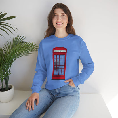 Unisex Heavy Blend™ Crewneck Sweatshirt - Iconic British Public Telephone - Classic Red Phone Box Design