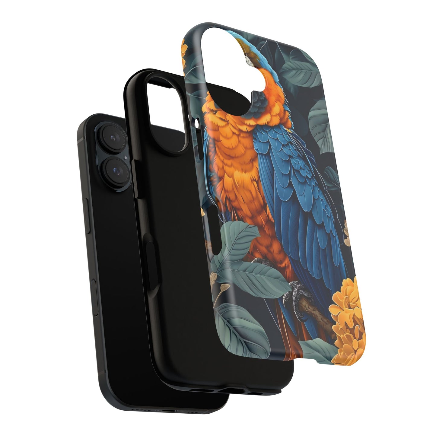 Tropical Parrot Phone Case - Tough Cases, Colorful Phone Cover, Nature Lover Gift, Floral Design, Bird Lover Accessory
