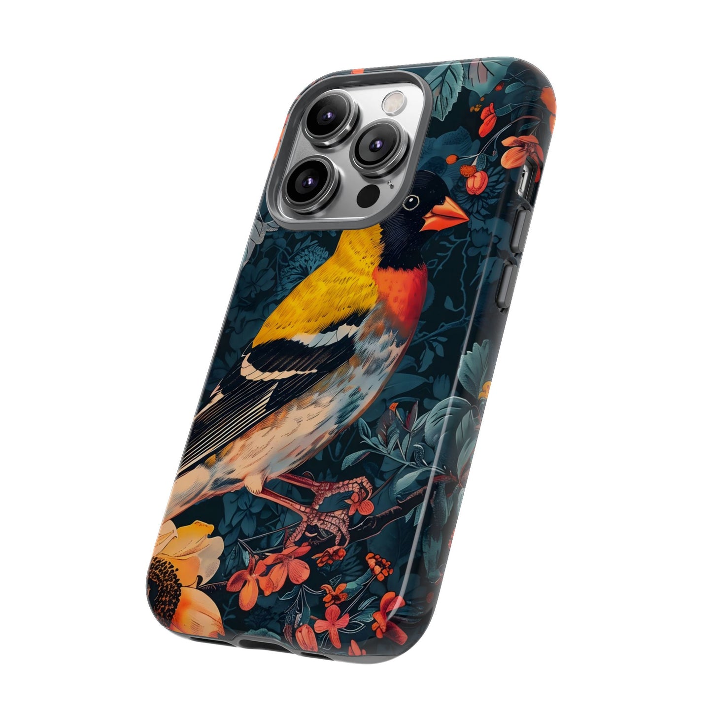 Colorful Bird Phone Case, Floral Phone Cover, Tough Phone Protector, Nature Lover Gift, Botanical Case, Unique Mobile Accessory