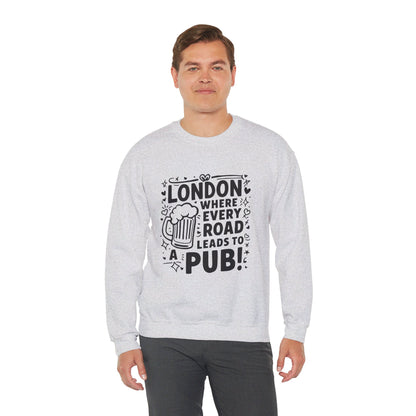Unisex Heavy Blend™ Crewneck Sweatshirt Cozy - Every Road Leads to pub